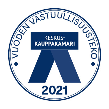 Vuoden vastuullisuusteko 2021 -palkinnon tunnus